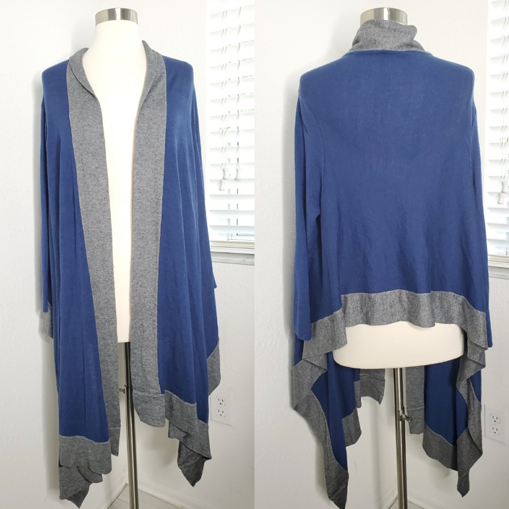 INTERMX GOLDE Colorblock Silk Blend Cardigan M/L.